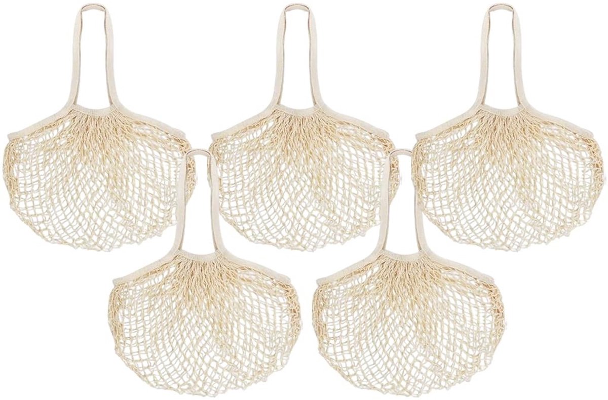 Omgoods - Set van 5 Herbruikbare Katoenen Boodschaptassen