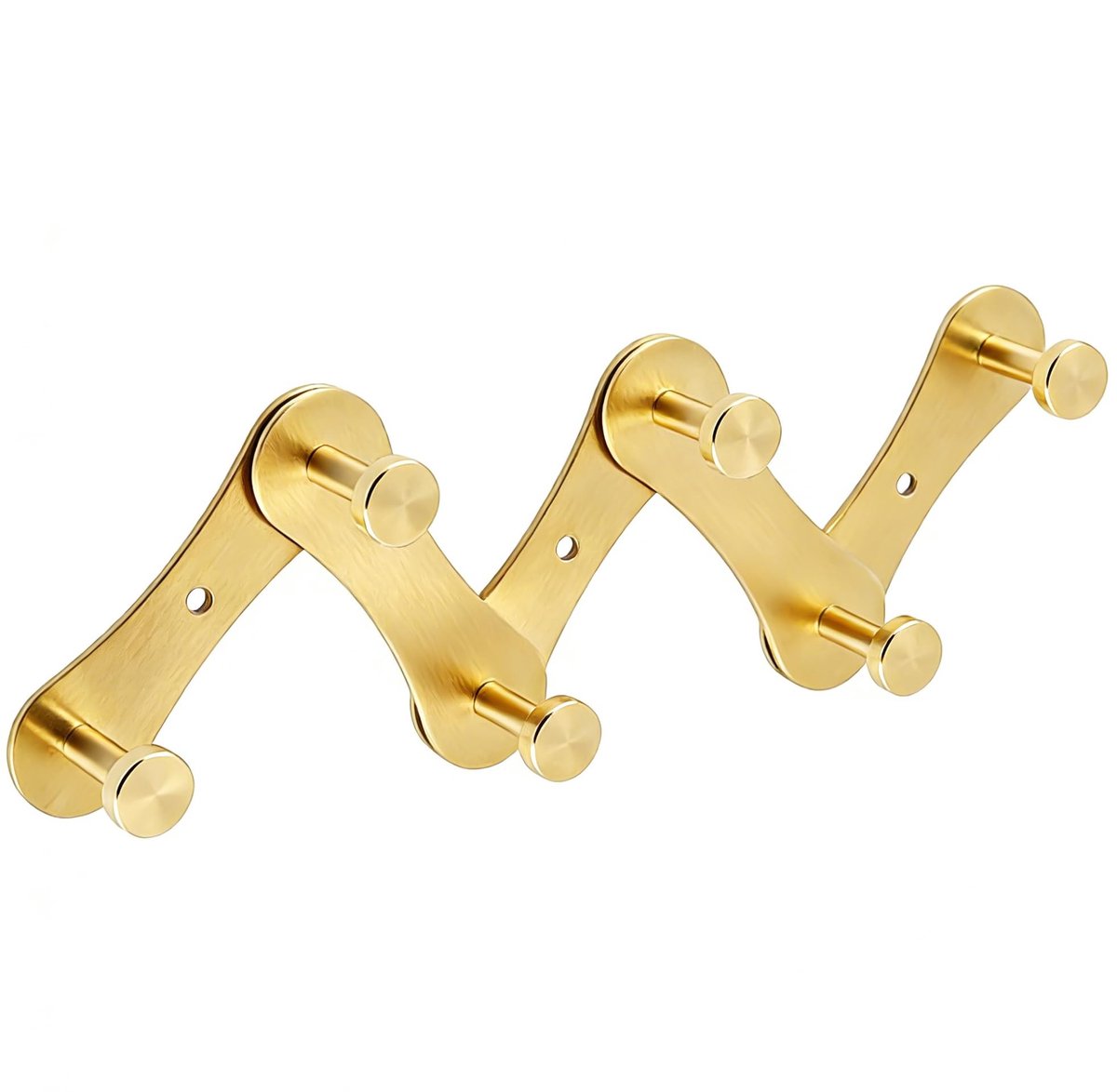 Omgoods - Uittrekbare Wandhaak van Roestvrijstaal (6 Haken, Goud)