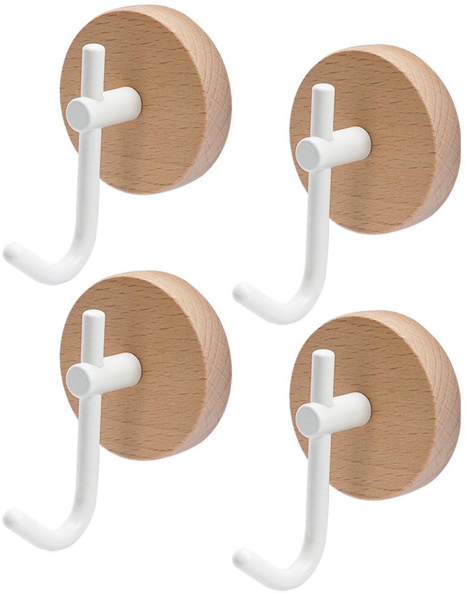 Omgoods - Set van 4 Zelfklevende Wandhaken Zwart - Boorvrij & Universeel
