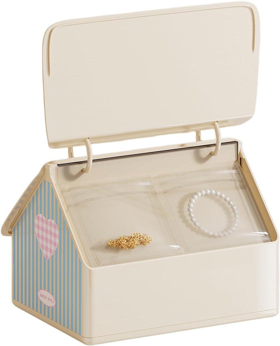 Sieradenkistje Huisvorm - Opbergdoos Juwelen - Sieraden Organiseren - Antistatische Voering - 19.8D x 19.5W x 19.8H cm - Niet gespecificeerd