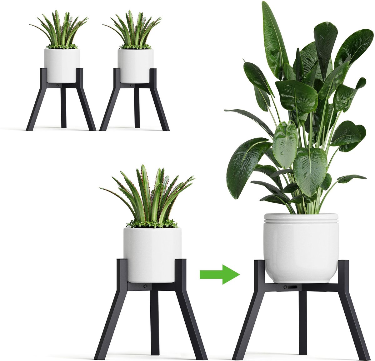 Omgoods - Verstelbare Plantstandaard Set van 2 voor Binnen en Buiten