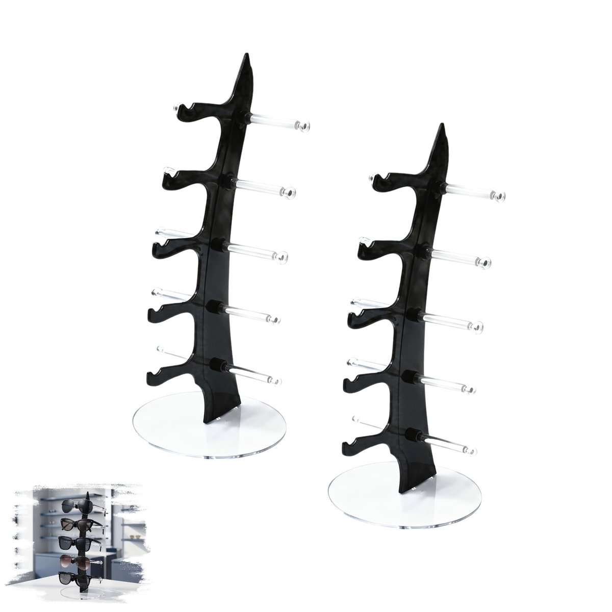 Omgoods - Brillenstandaard voor 5 Brillen met 2 Stuks