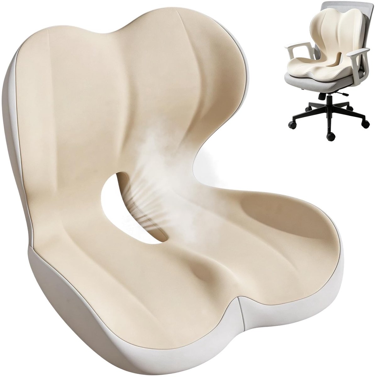 Omgoods - Ergonomisch Orthopedisch Zitkussen met Rugleuning van Traagschuim