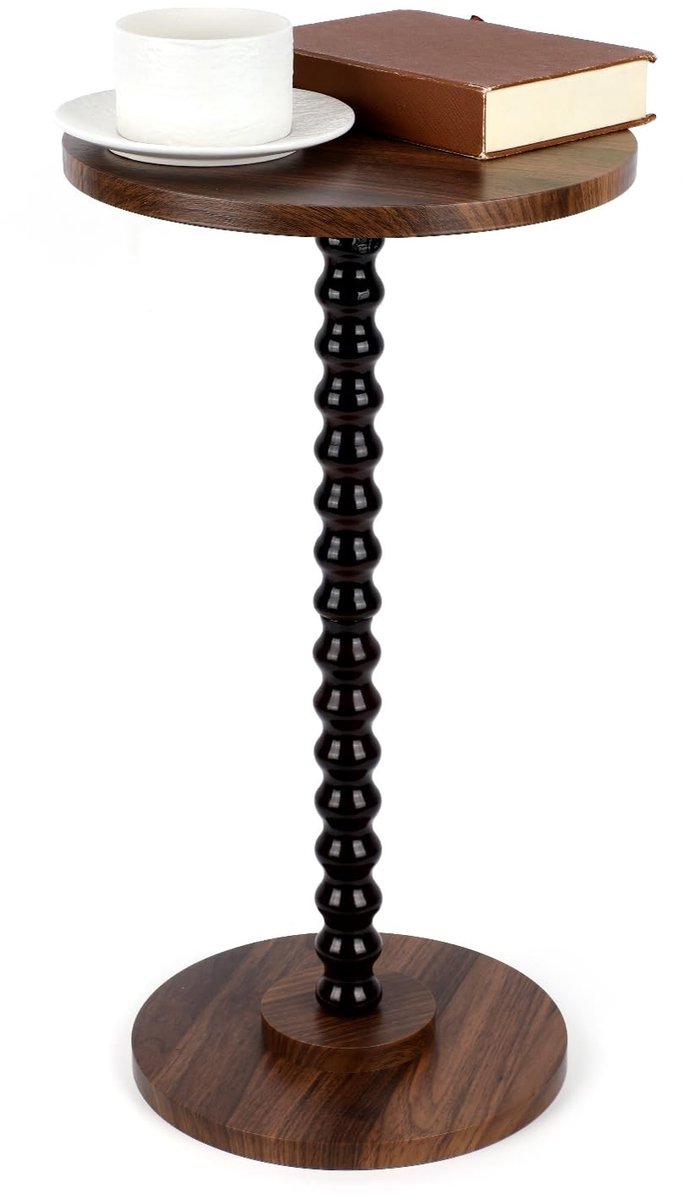 Omgoods - Kleine Ronde Bijzettafel in Houtlook
