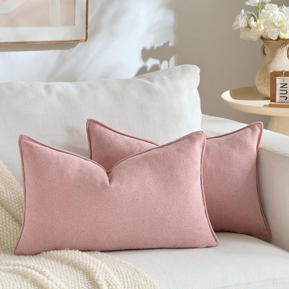 Omgoods - Set van 2 Roze Kussenhoezen 50 x 70 cm