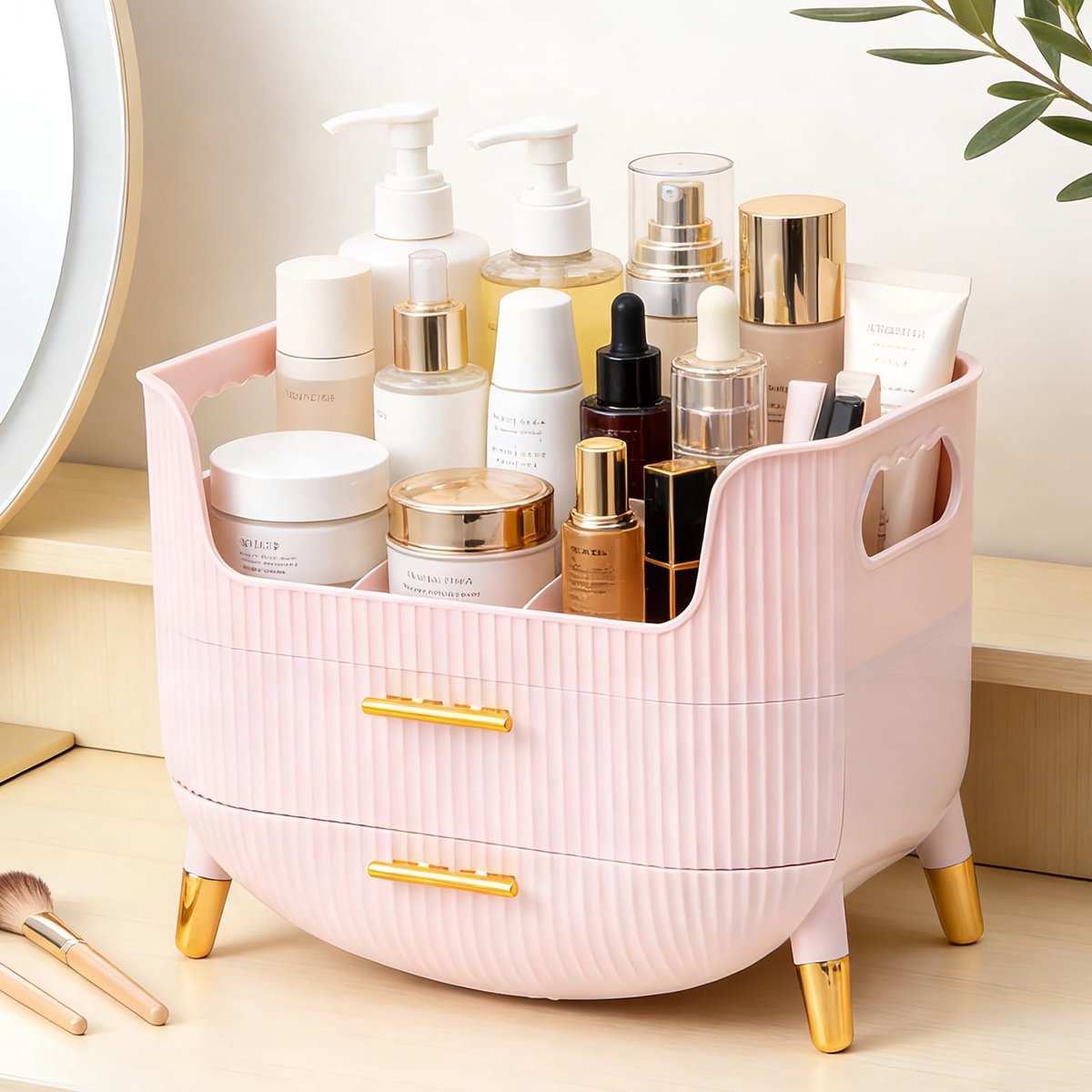 Omgoods - Make-up Organizer met 2 Lades - Multifunctioneel in Roze