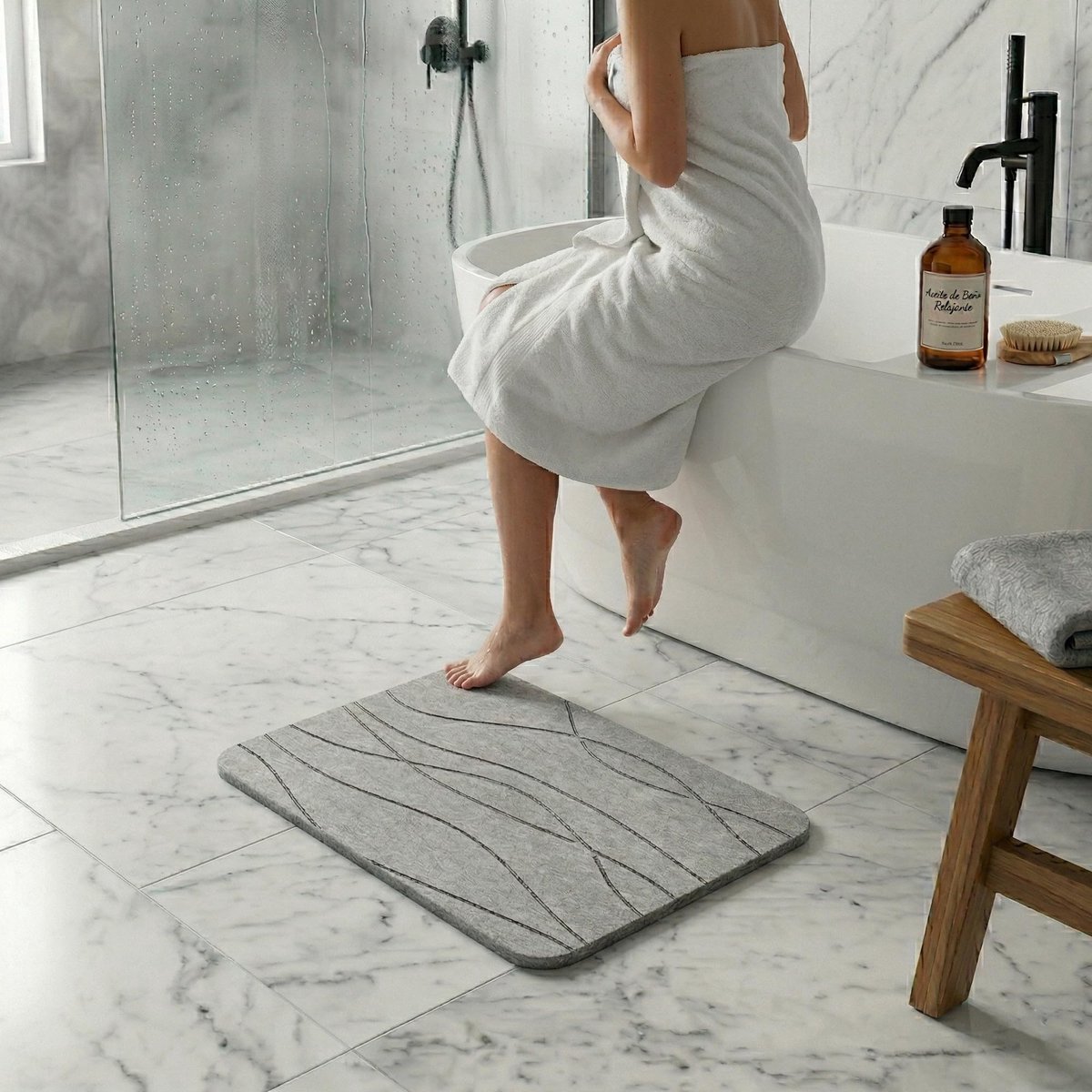 Omgoods - Diatomiet Badmat 60 x 40 cm, Super Absorberend en Antislip