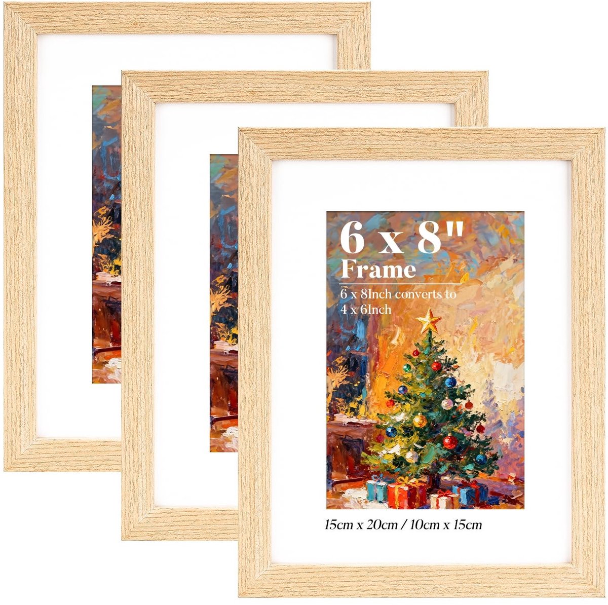 Omgoods - Houten Fotolijst 15 x 20 cm - Set van 3 - Eiken Look