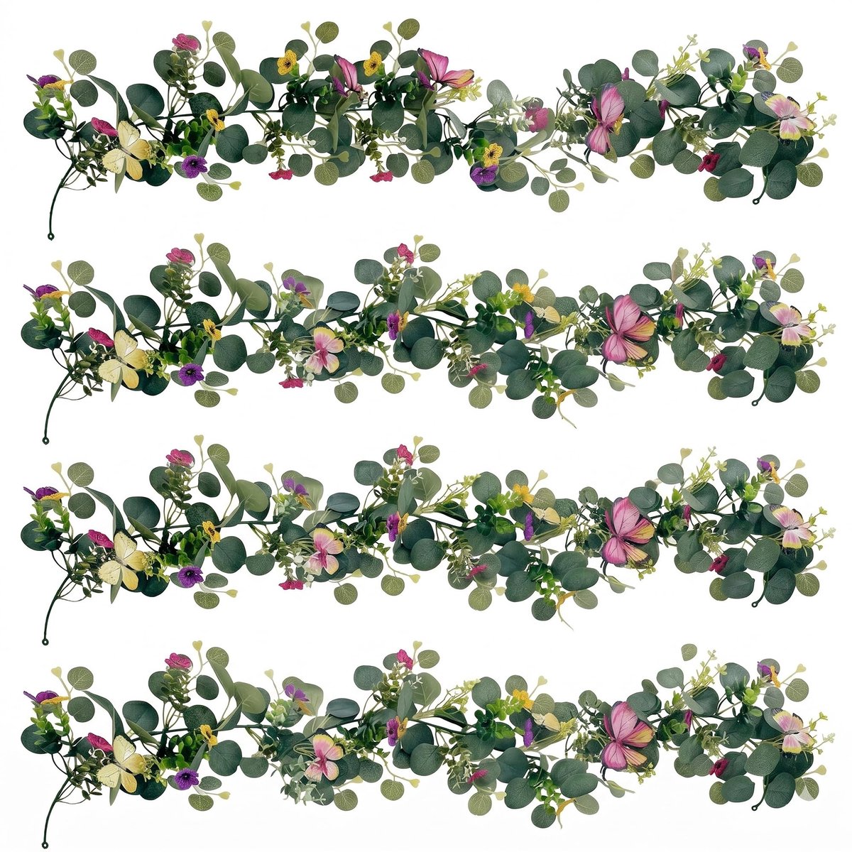 Omgoods - Handgemaakte Kunstmatige Eucalyptus Slinger met 3D-vlinders