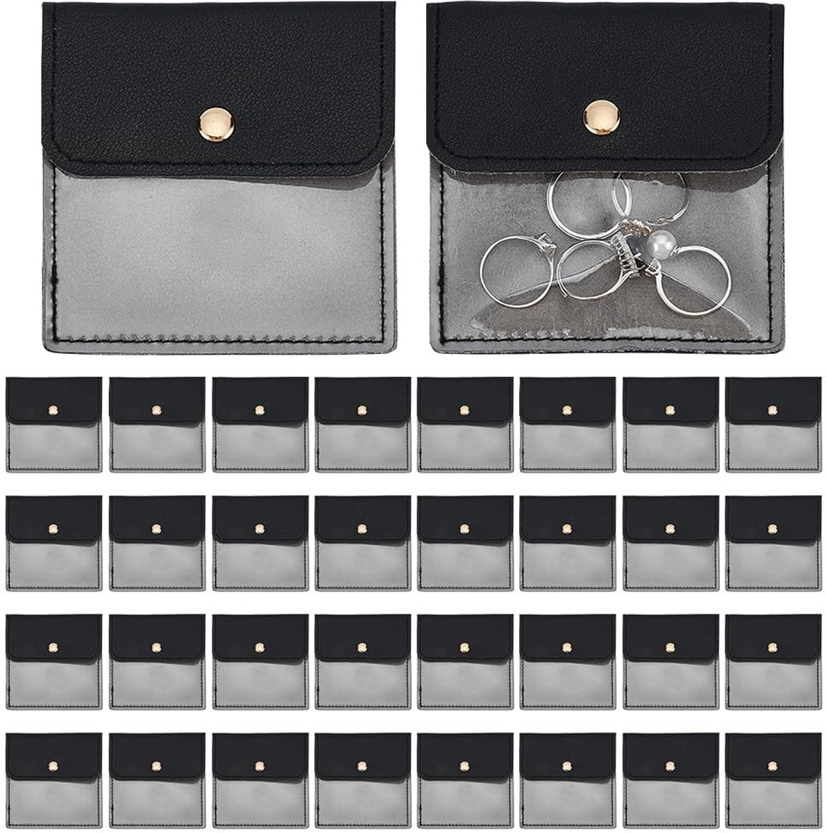 Omgoods - Set van 36 Mini PU Leren Juwelen Pouches voor Reizen