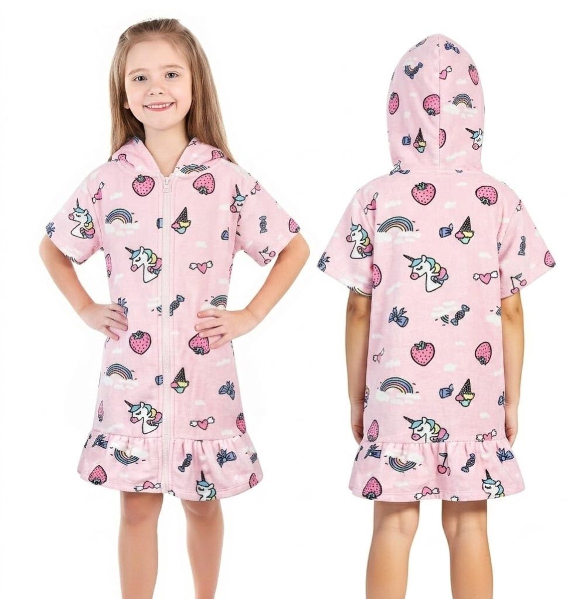 Omgoods - Kinder Badponcho met Capuchon - 100% Katoen - Meisjes 5-14 Jaar