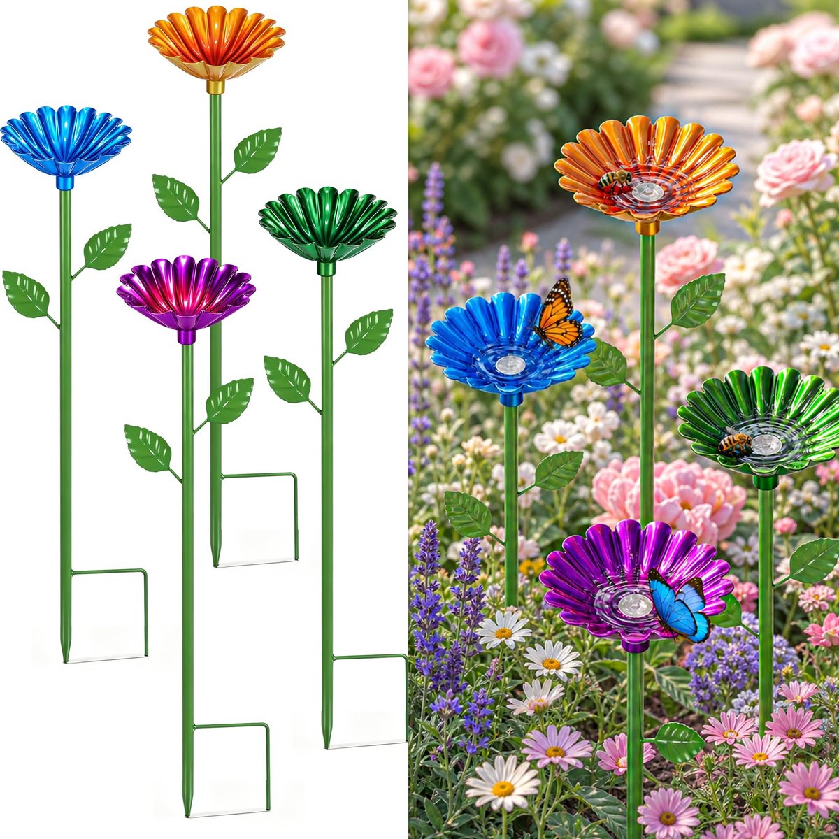 Omgoods - Set van 4 Bijendrankjes en Vogelbad voor de Tuin