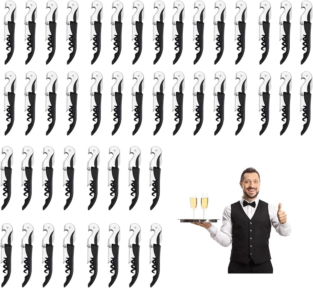 Professionele 3-in-1 Wijnopener met Kurkentrekker en RVS Sleutelhanger voor Barmannen en Serveersters, Ideaal voor Thuisgebruik en Feestjes