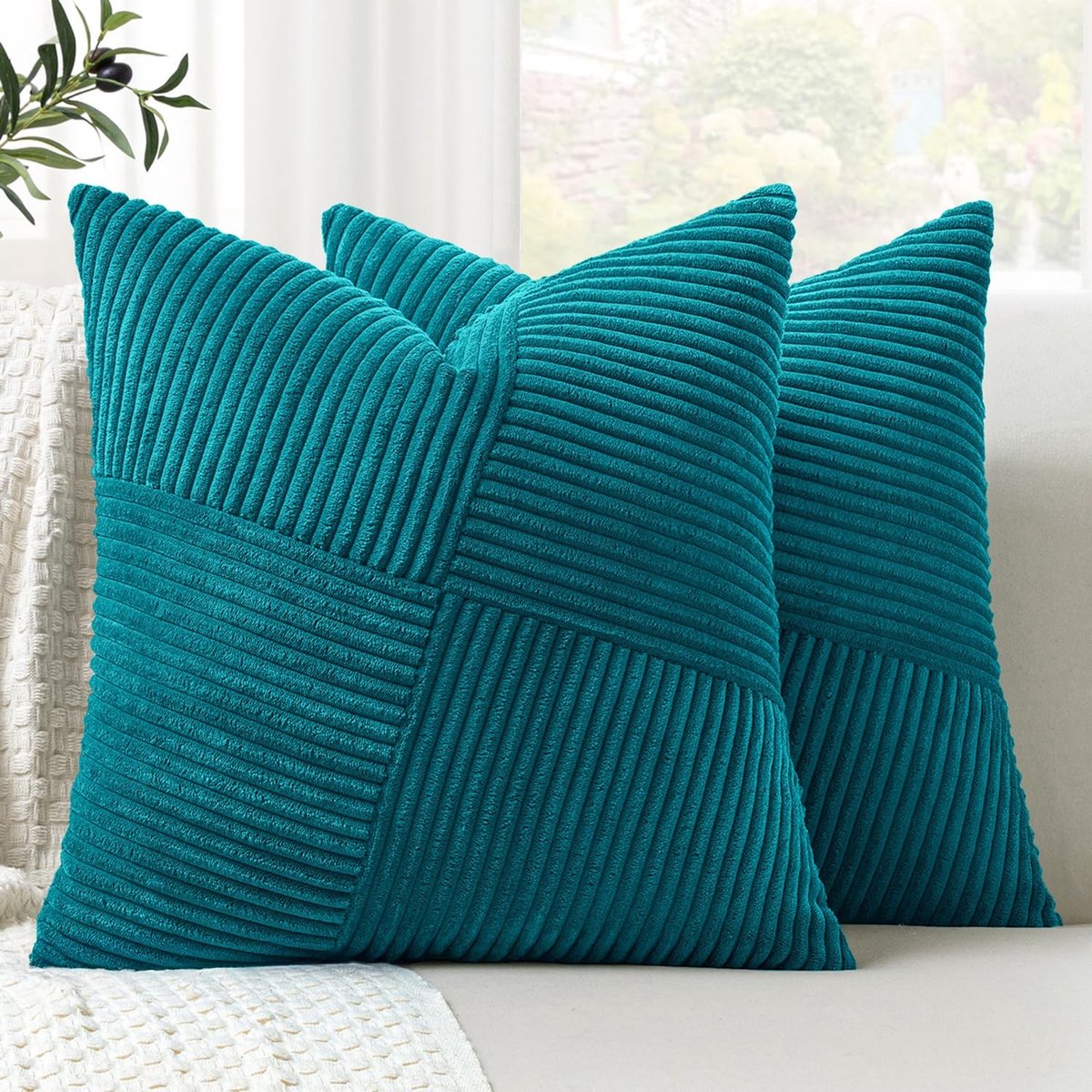 Omgoods - Set van 2 Decoratieve Kussenslopen 60x60 cm in Blauw