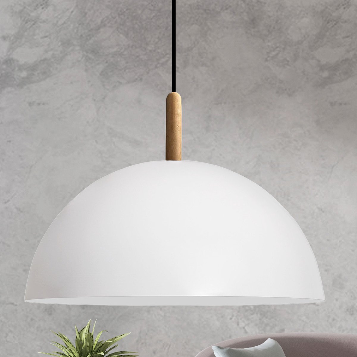 Bamyum Lipeo hanglamp, industriële Modern stijl, Ø26 cm, wit metalen lamp