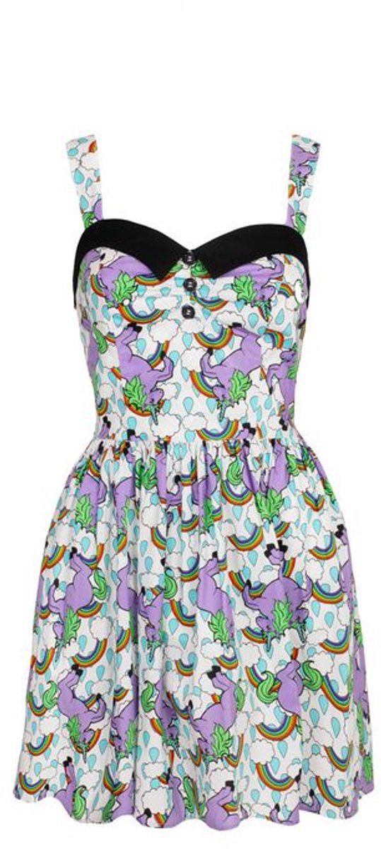 Hell Bunny Unicorn Dress Dames Mini-jurk - wit/paars - M