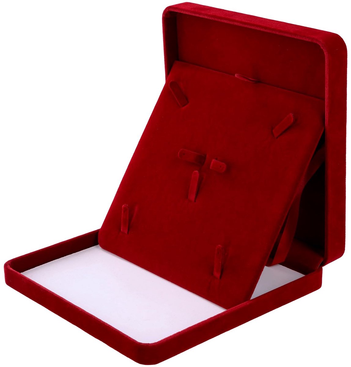 Dailygoods - fluweel Grote Halsketting Box, fluweel sieradendoos Grote sieradenkist Geschenkboxen Set Sieradendisplay voor Vrouwen Sieraden Halsketting Oorring Ring Huwelijk Sieraden Opslag (Wijnrood)