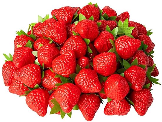 Dailygoods- Kunststof Aardbeien 30 Stuks - Kunstfruit - Nep Fruit - Decoratie Fruit - Levensechte Vruchten - Fotografie-rekwisieten - Nepfruit