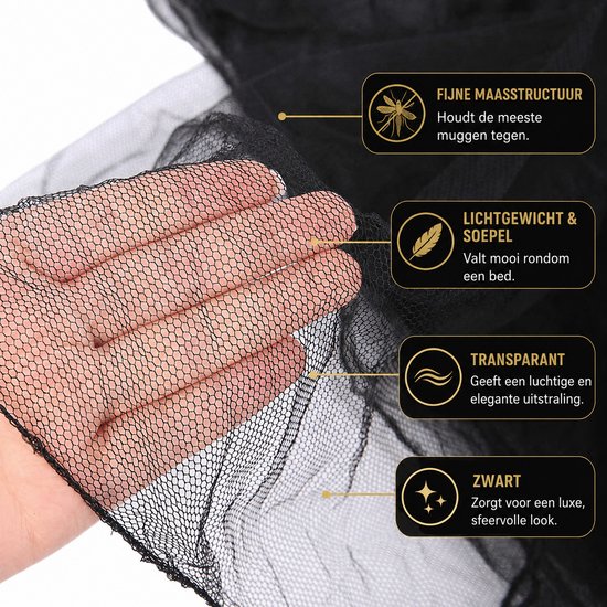 Zavelo Moustiquaire Grande avec Anneau de Tension Extra Large Zwart - XXL Double Moustiquaire - Moustiquaire 2 personnes - Moustiquaire de Voyage Ronde - Moustiquaire avec Sac de Voyage et Cordon de Suspension