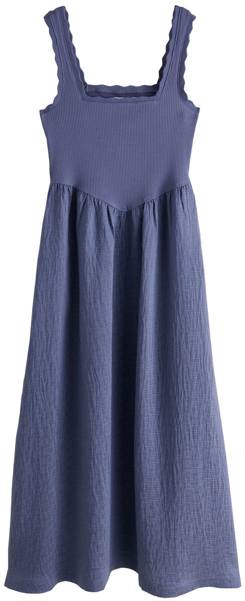 Next - Dames - Geweven midi-jurk van jersey - Blauw