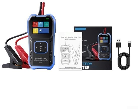 Digitale Batterij Analyzer - Accu Tester - Voertuig Onderhoud - Omgekeerde Polariteit Bescherming - 12V/24V - Zwart