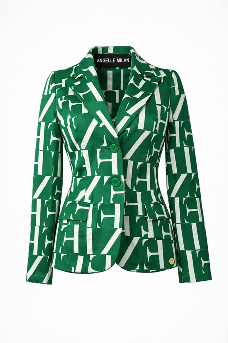 Angelle Milan Blazer Dames - Groen - Travelstof - Maat XXL