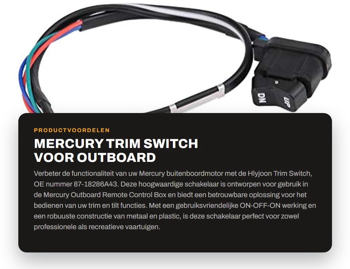 Dailygoods - Mercury Trim Switch - Voor Outboard - Eenvoudige bediening - Geschikt voor remote control box - Betrouwbaar - 87-18286A43 - Geschikt voor...