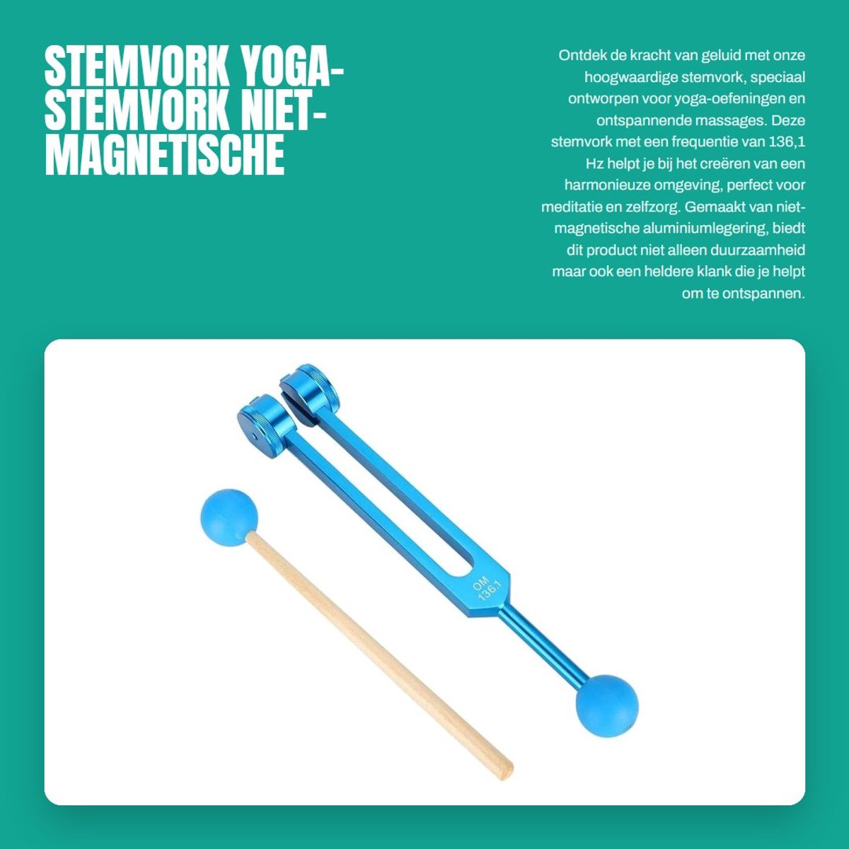 Dailygoods- Stemvork 136,1 Hz - Yoga-stemvork - Massagehamer - Niet-magnetische aluminiumlegering - Geschikt voor yoga-oefeningen - Ideaal voor thuisgebruik - Geluidsinstrument