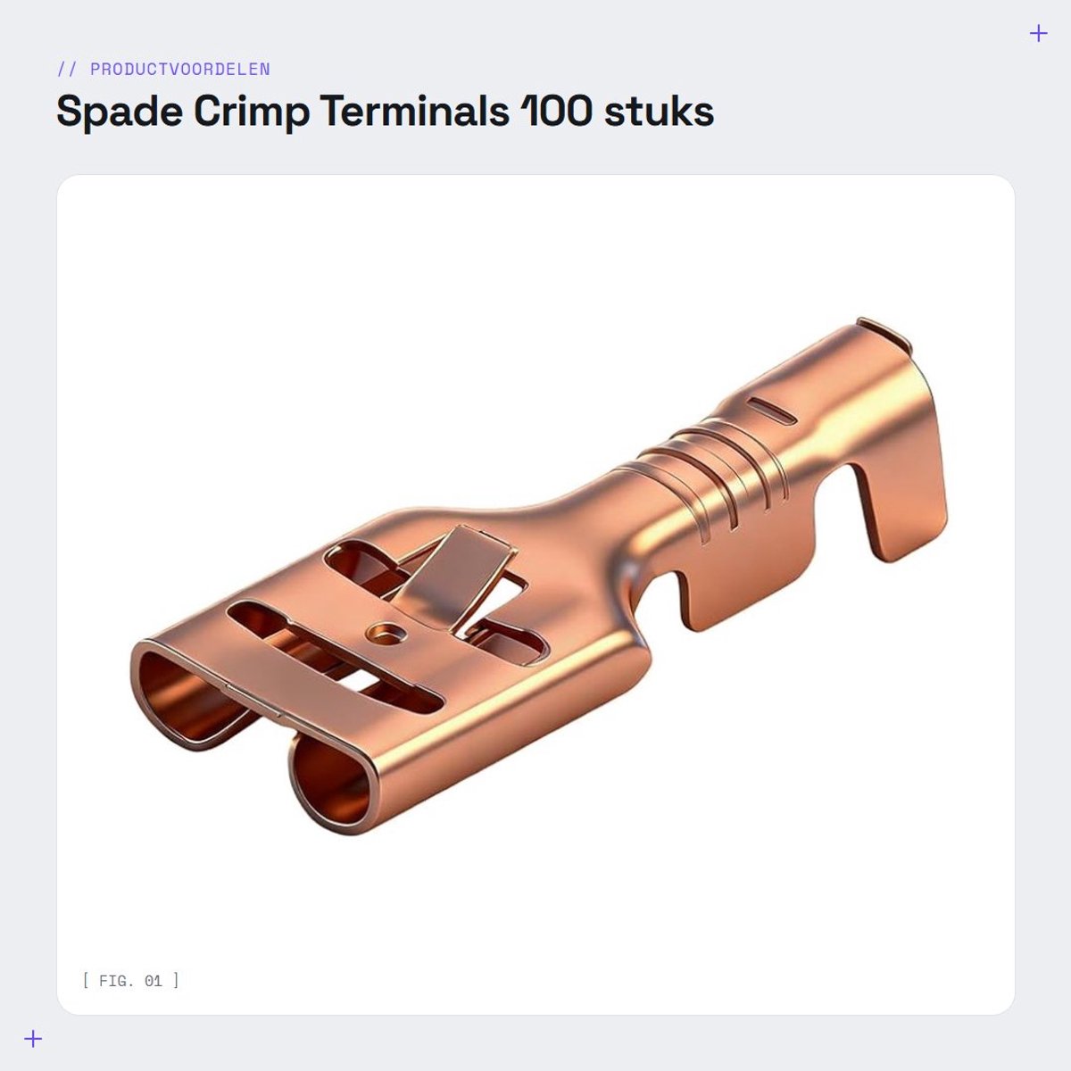 Dailygoods - Spade Crimp Terminals - 100 stuks - Geschikt voor kabels 1-1.5 mm² - Koper - Snelkoppeling - Ongeïsoleerd - 6.3 mm
