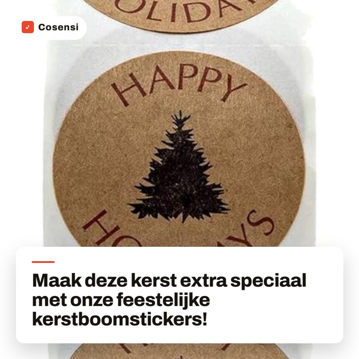 Dailygoods - Kerstboomstickers - Happy Holidays - Decoratieve