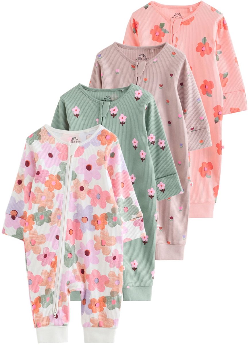 Next - Meisjes - Set van 4 babypyjama's - Bruin