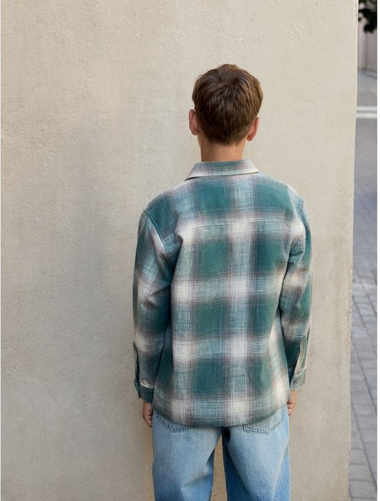 Next - Jongens - Geruit overhemd met lange mouwen en T-shirt in set van 2 - Groen