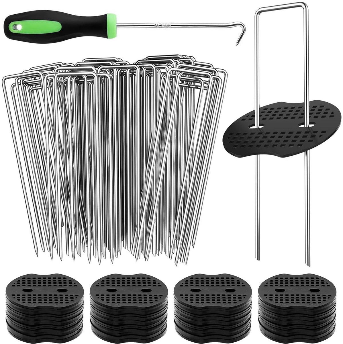 Dailygoods- Grondankers 50 Stuks - Haringen Onkruiddoek - Sluitringen - Roestvrij Staal - Herbruikbaar - Geschikt voor Tuin - Tuinankers