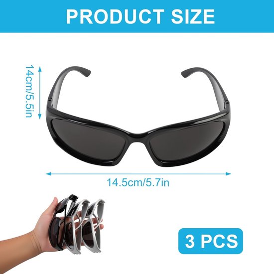 Dailygoods - Y2K Sportzonnebril UV400 - 3 stuks voor Golf, Fietsen en Autorijden van Dailygoods — afbeelding 5