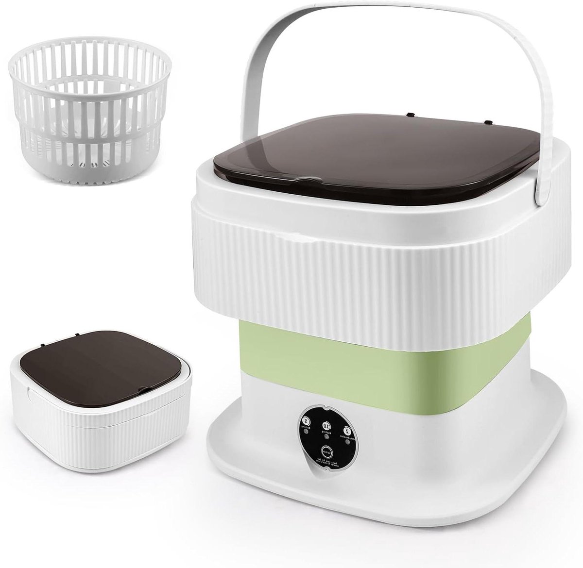 Mini-wasmachine Opvouwbare wasautomaat Kleine wasjes doen Met centrifugemand 11 liter Groen