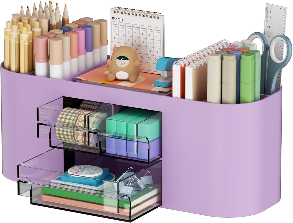 SnelShoppen - Marbrasse Bureau-organizer met 3 Laden, Multifunctionele Pennenhouder, Bureauaccessoires met 7 Vakken, Opbergruimte voor Thuis, School e