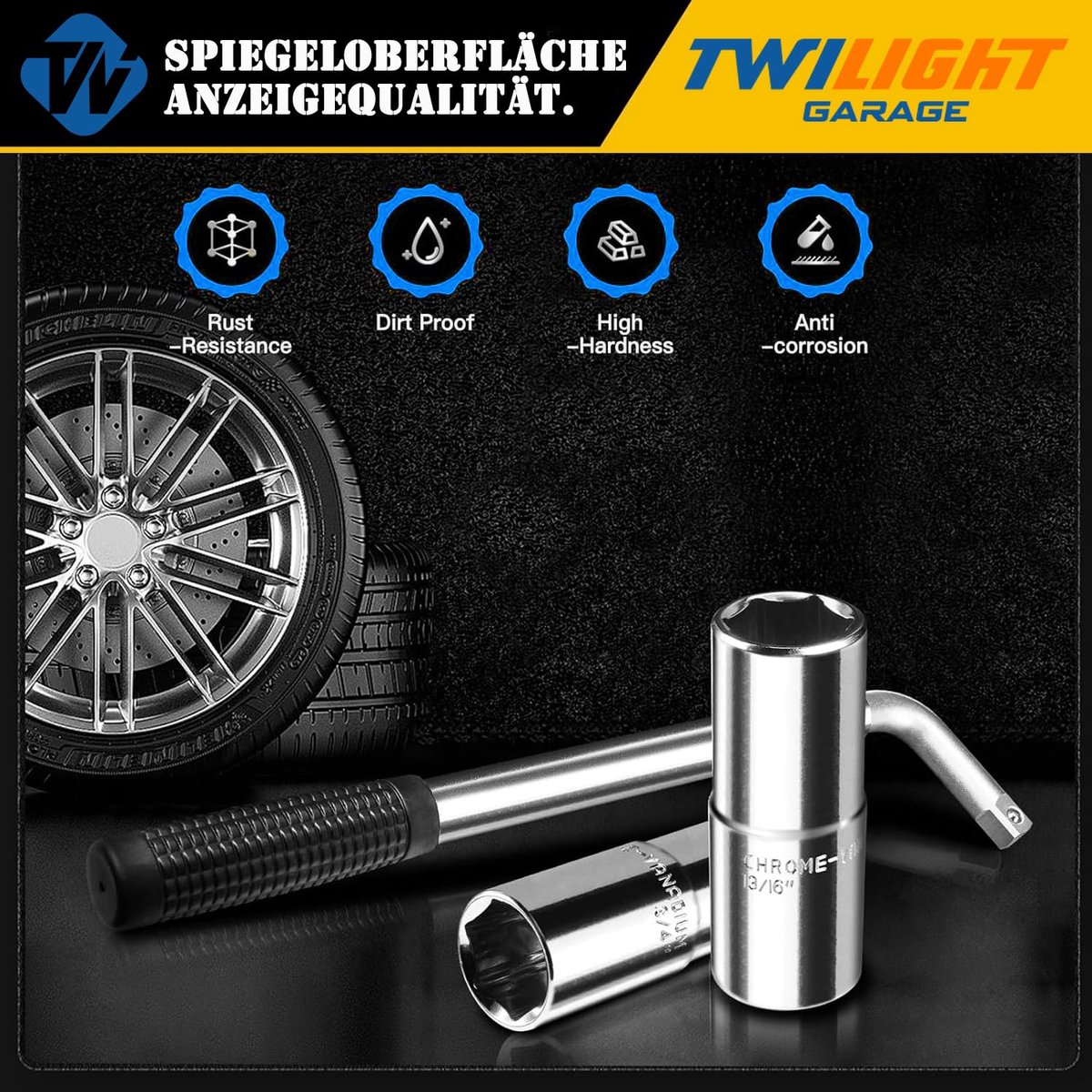 SnelShoppen - Telescopische Wielmoersleutelset 3-delig met 17/21 mm Dopsleutels, Bandenwisselset voor Auto en Bestelwagen, Stevige Liftsleutel voor On