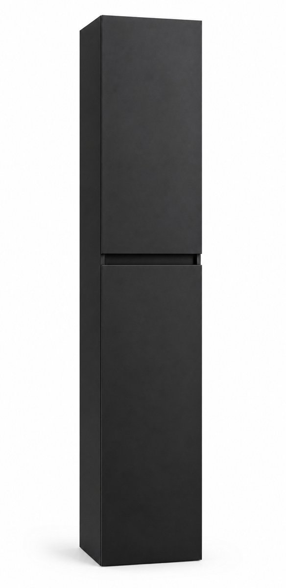 Luxelvia Kolomkast Mat zwart 135 x 35 x 35 cm – Strakke Design | Soft-close, Vochtbestendig Multiplex