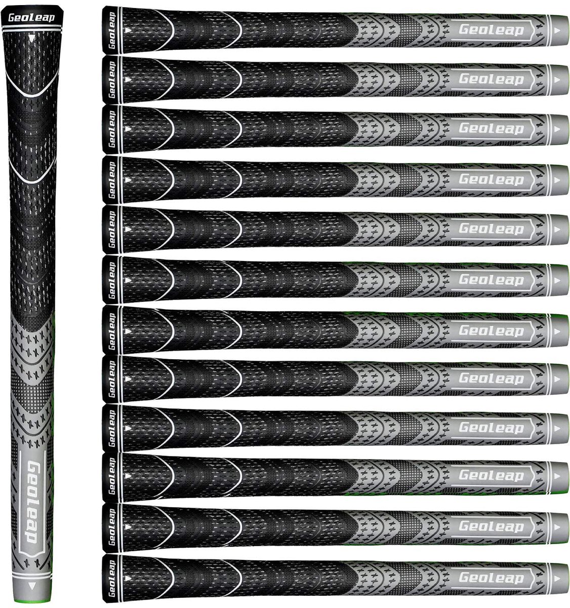 SnelShoppen - Geoleap ACE-C Golfgrips Set van 13 - Midsize Grijs - Cord Rubber Hybrid Golf Club Grips voor Optimale Grip en Controle - Perfect voor Go