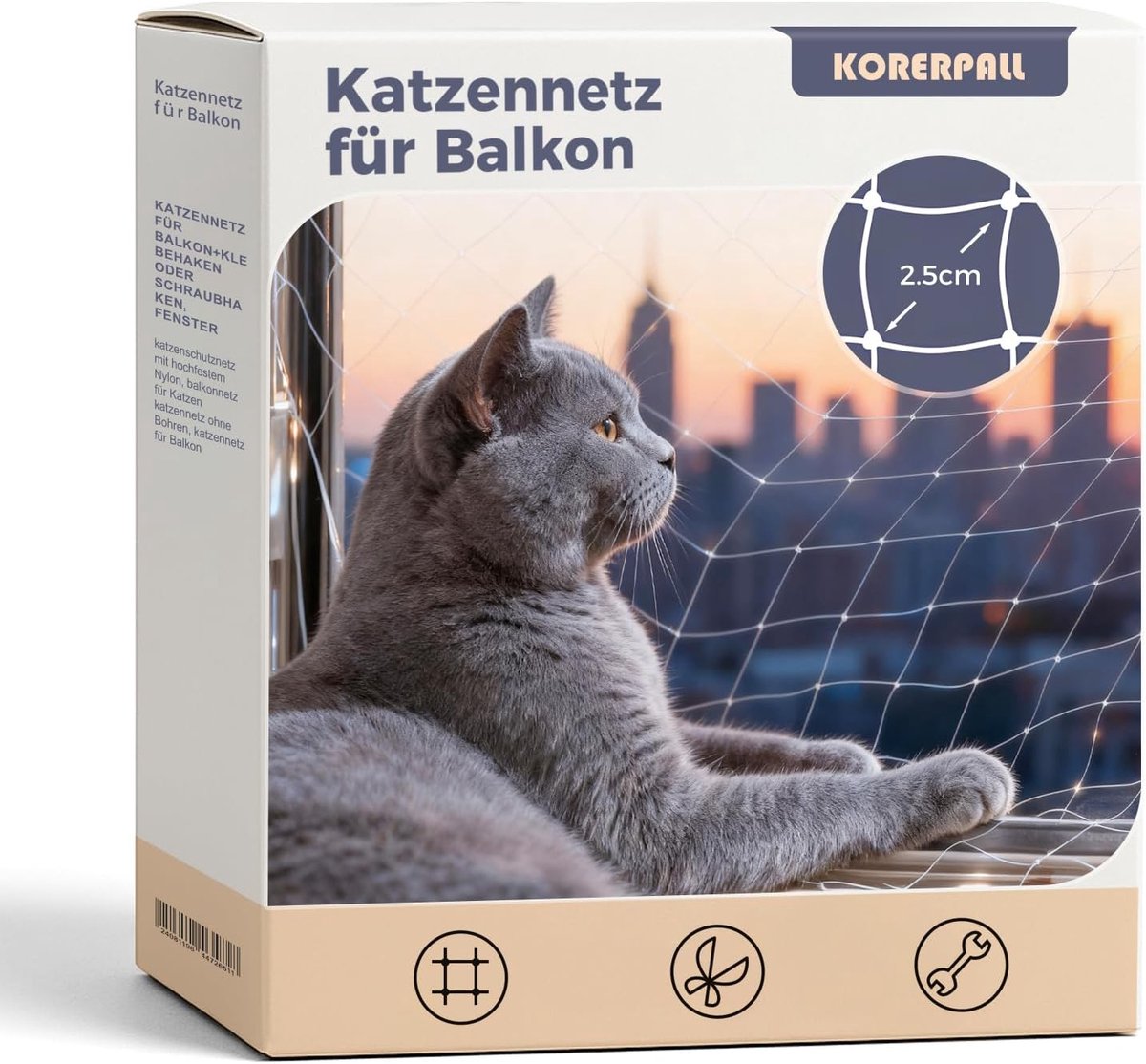 SnelShoppen - Kattennet voor Balkon 5 x 5 m - Vogelbeschermingsnet Fijnmazig - Kattenbeschermingsnet Zonder Boren - Ideaal voor Balkon en Vijver
