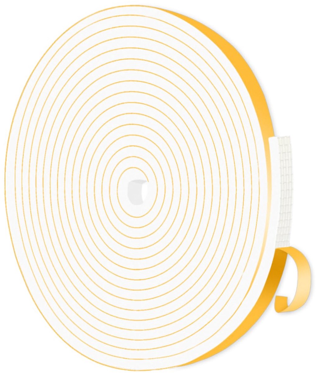SnelShoppen - Afdichtingstape Zelfklevend Wit 9 mm x 3 mm x 3 m - Deurafdichting voor Isolatie van Deurkozijnen, Ramen en Airconditioning