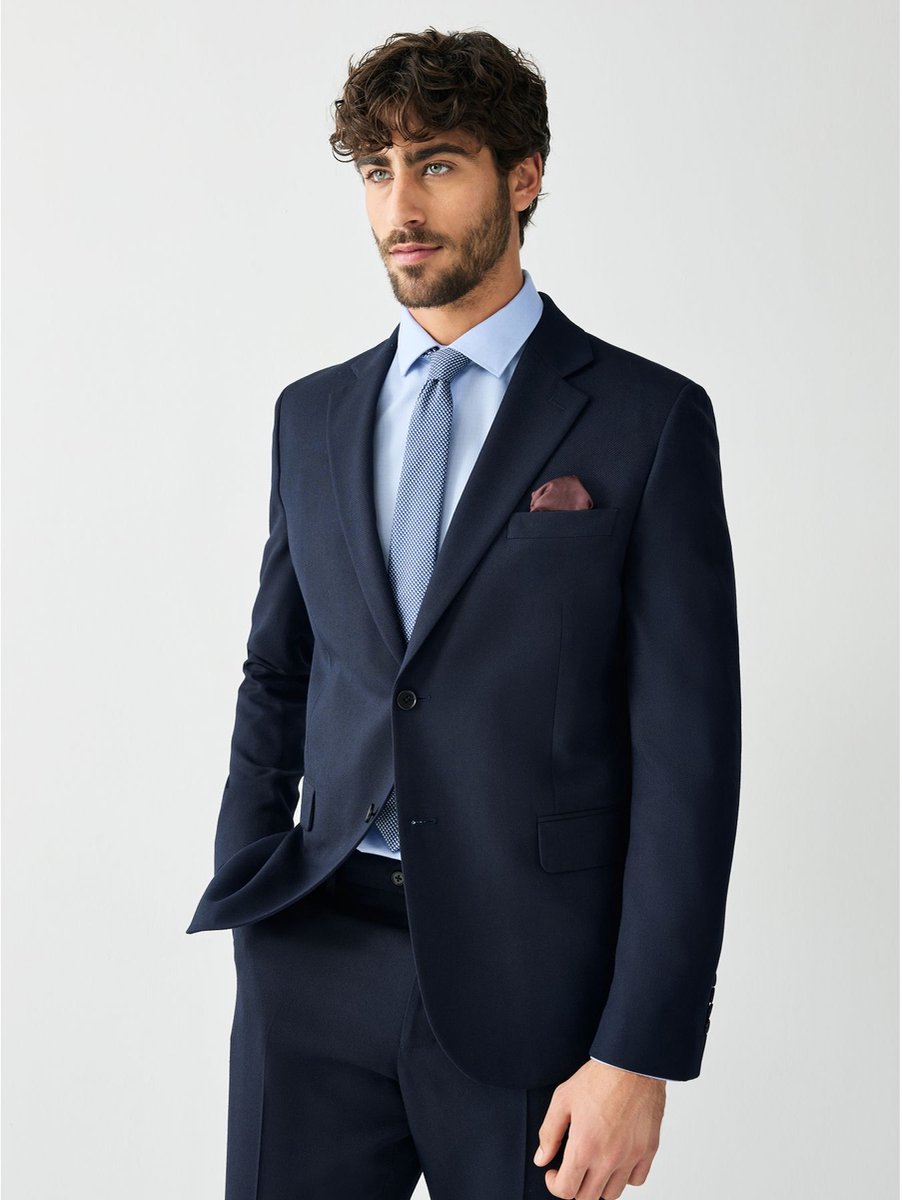 Next - Heren - Getextureerd colbert, nauwsluitende pasvorm - Regular - Blauw