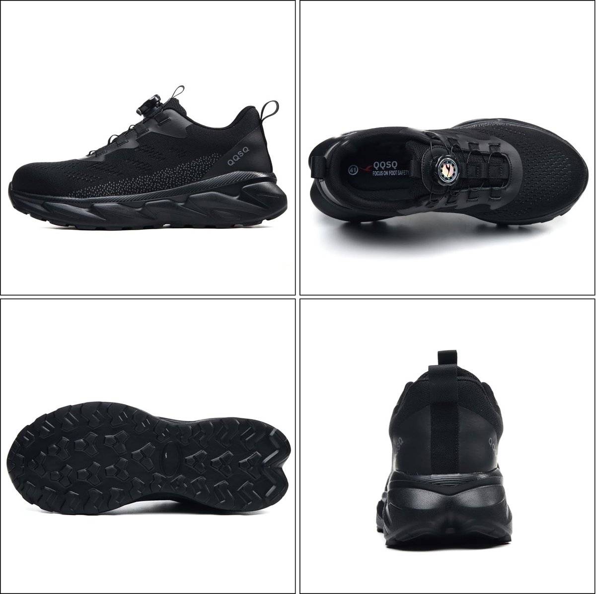 SnelShoppen - Veiligheidstrainers voor dames en heren, stalen neus sneakers, lekbestendige veiligheidsschoenen, lichtgewicht ademend, zwart, maat 40 E