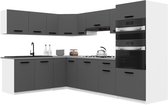 BELINI Keukenblok ITALIA 8 - Keukenmeubel Set 420 cm Grijs Mat met Werkbladen - Boven- en Onderkasten