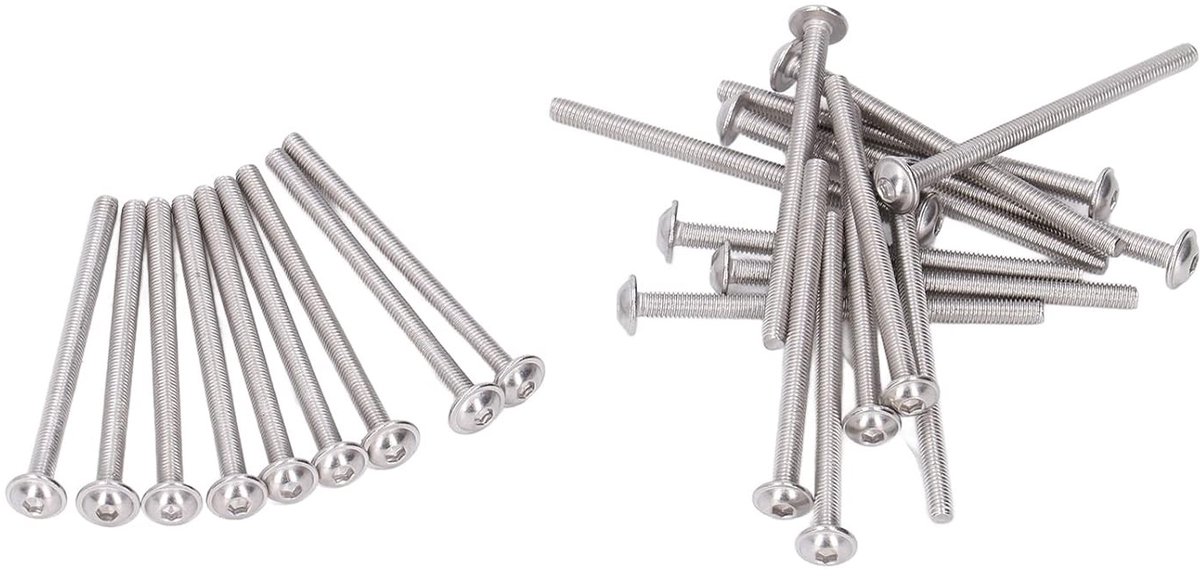 50 Stuks Flensbolkop Schroeven, RVS A2-70, Hex Caps, Volledige Draad, M3 x 50mm, Bevestigingsmateriaal voor Diverse Toepassingen