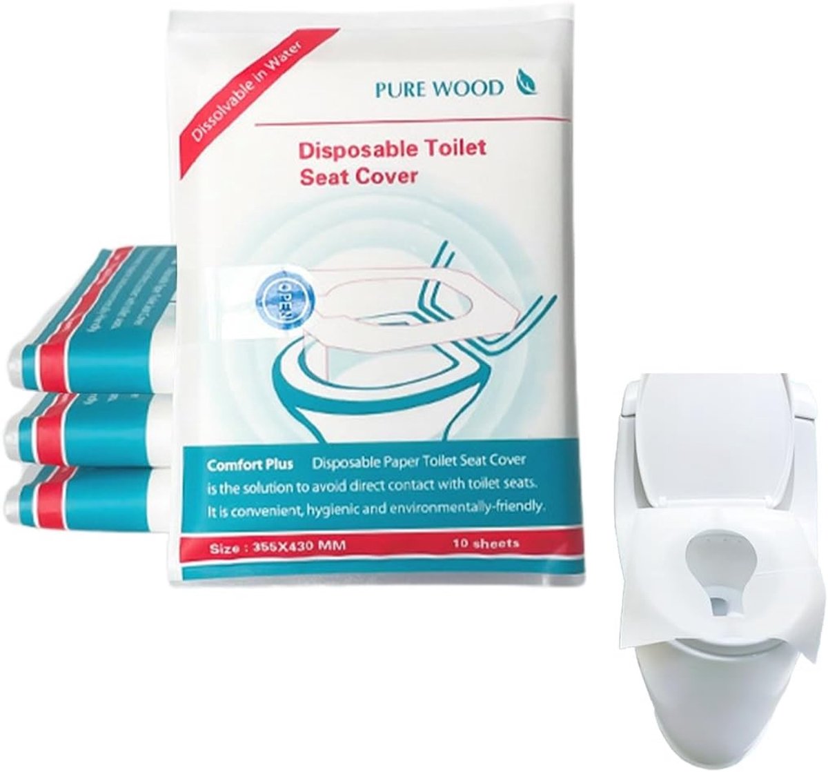 Biologisch afbreekbare wegwerp toiletbrilcovers, 24 stuks, 450 × 380 mm, ideaal voor onderweg en hygiëne