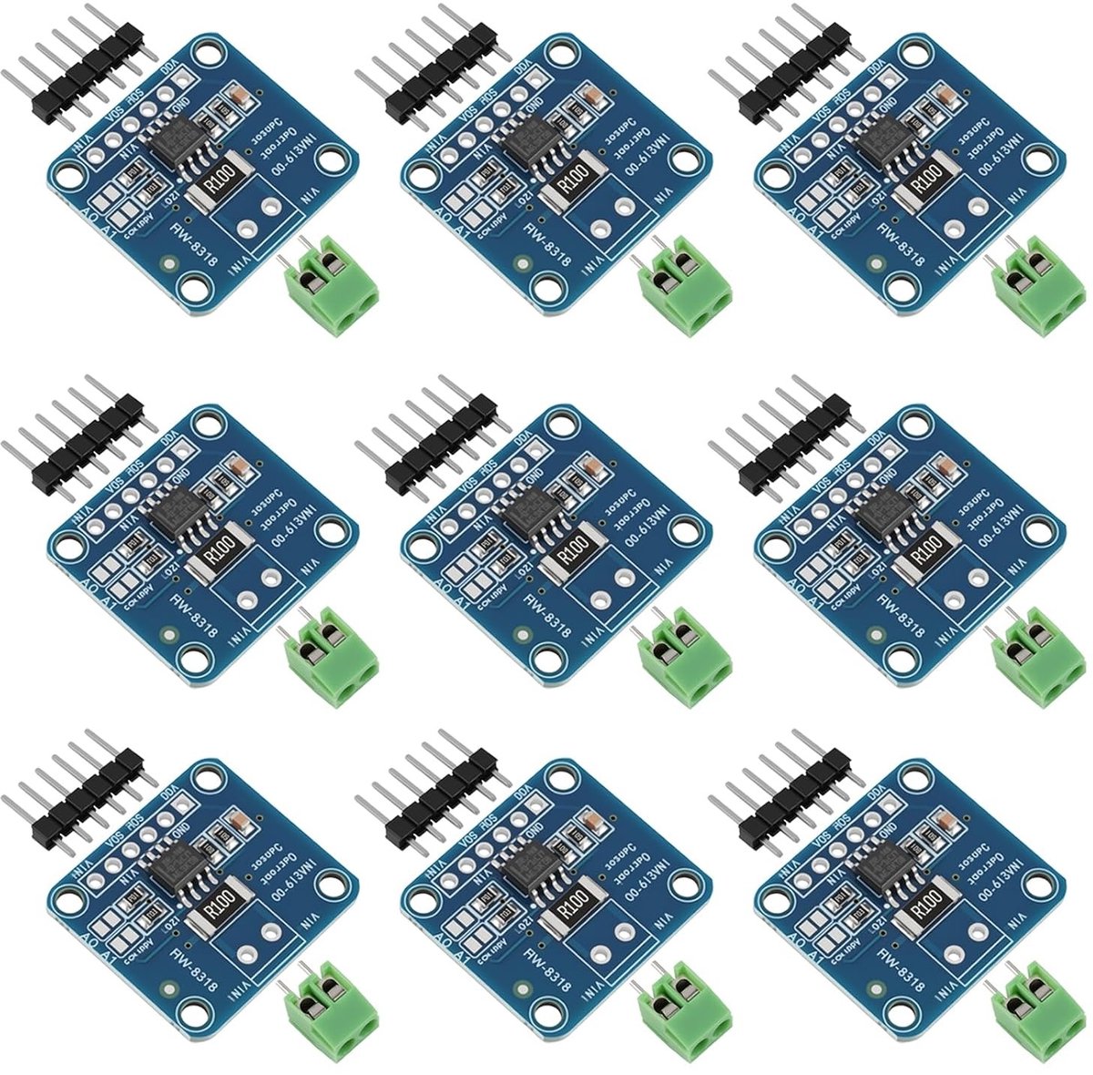 9 stuks I2C sensormodule voor stroom- en vermogensmeting, hoge precisie tot 26 V, real-time energiemonitor met I2C-interface, ideaal voor Arduino en Raspberry Pi toepassingen