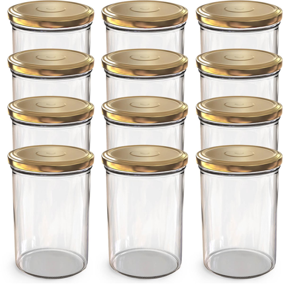 Oputec 12x 440ml inmaakpotten / voorraadpotten TO Ø 82 mm – glazen jampotten – metalen schroefdeksel goud – conservenpotten