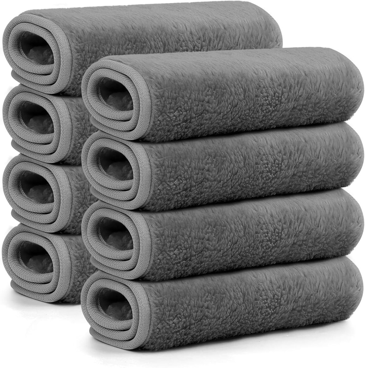 Herbruikbare Microfiber Make-up Verwijderdoekjes - 8 Stuks, Zachte Flanellen Gezichtsdoeken voor Alle Huidtypes, Ideaal voor Make-up Verwijdering (18x33cm, Grijs)