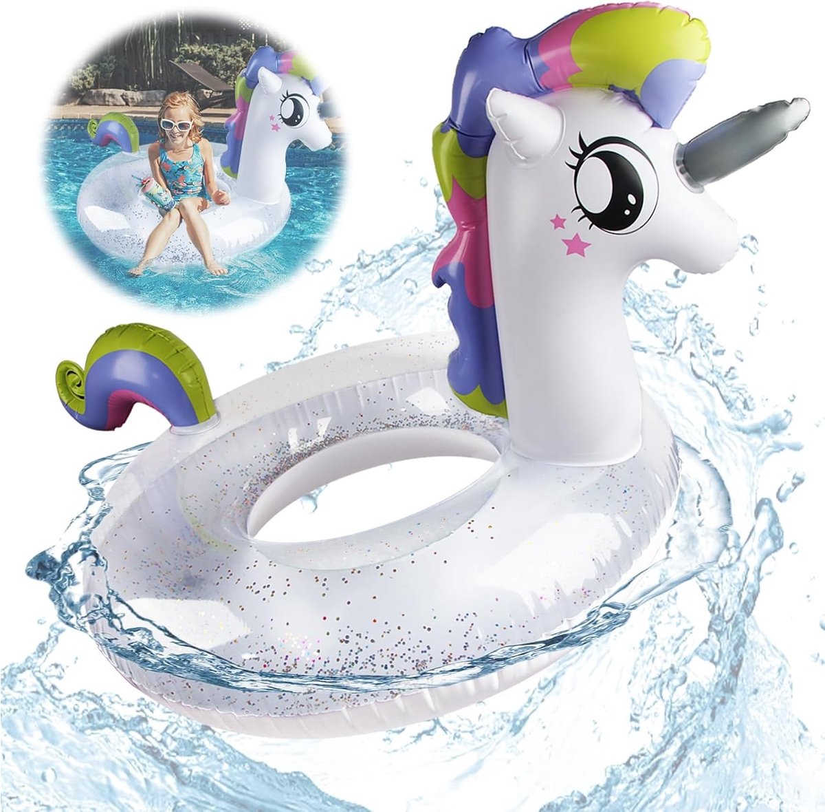 Unicorn Zwemring voor Kinderen - Zwemdieren voor Feestjes, Zomerplezier in het Zwembad en op het Strand